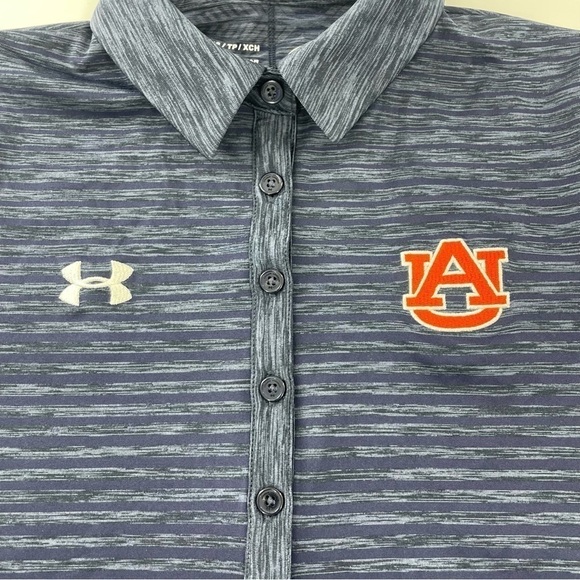Under Armour Women’s Auburn Team Issued Navy Blue Stripe Golf Polo - Picture 2 of 8